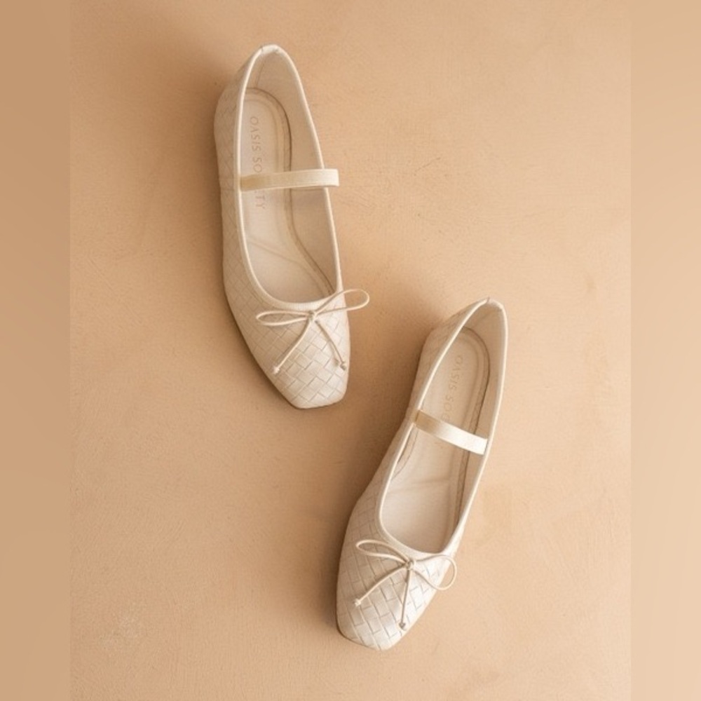 Woven Square Toe Mary Jane Ballet Flats - Oasis Society - Picture 2 of 6